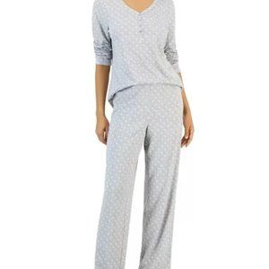 Charter Club Soft Knit Pajama Set in Grey Heather Polka Dot